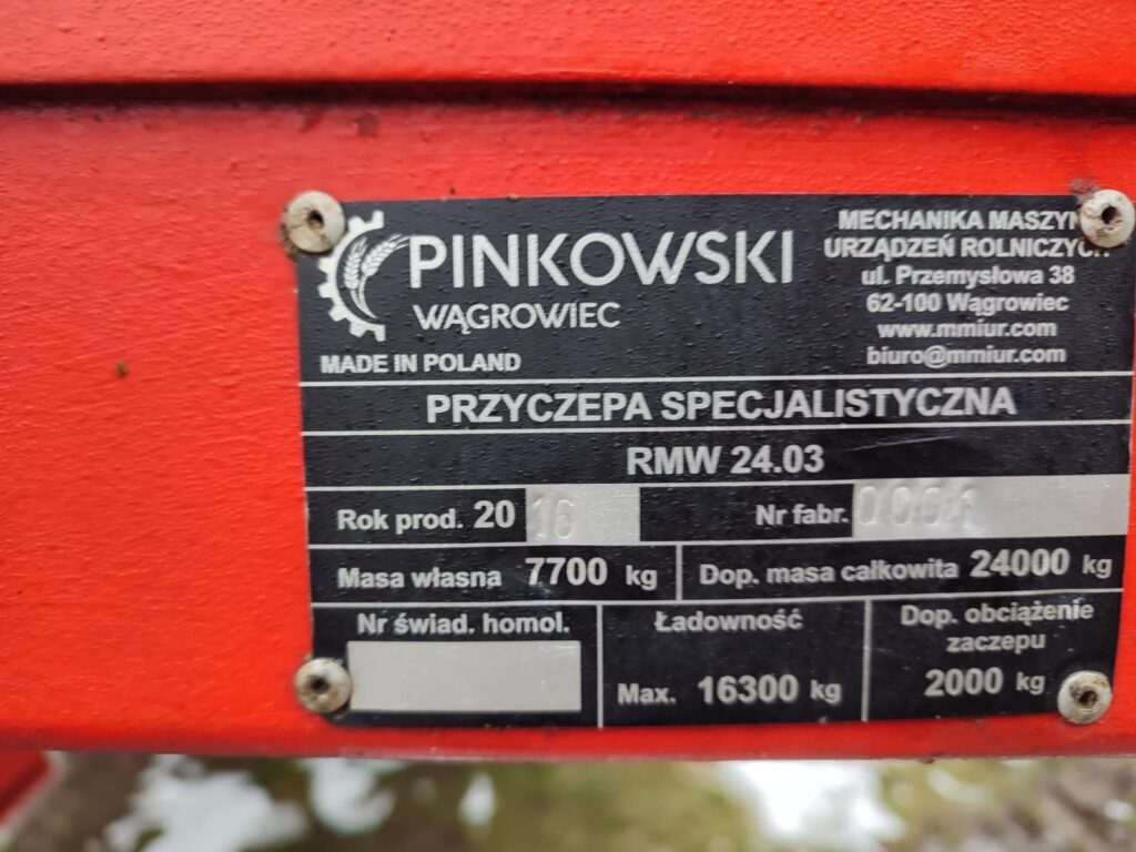 Rozrzutnik obornika Pinkowski RMW 24.03 rok 2016 – jak Strautman